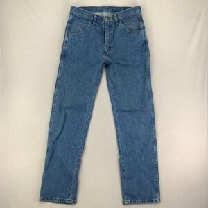 Rustler Jeans Mens 31x32 Blue Faded Distressed Denim 90s Regular Fit Straight